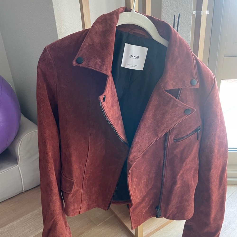 Mango Women's Suede Jacket - Deep Rust